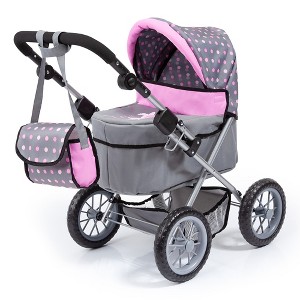 Bayer Design Dolls: Trendy Pram - Grey, Pink, Dots -Fits Dolls Up To 18" - 1 of 4