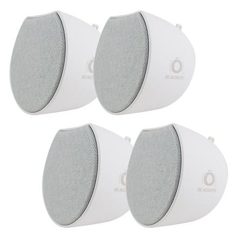 OC Acoustic Newport Plug-In Outlet Speaker with Bluetooth 5.1 and Built-in USB Type-A Charging Port - Set of 4 (Light Gray/White)