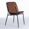 Kumasinova Mid-Century Walnut Bentwood Dining Chairs, Set of 2 Faux Leather Upholstered Chairs with Metal Tapered Legs, Retro Ergonomic Kitchen Chairs - 3 of 4