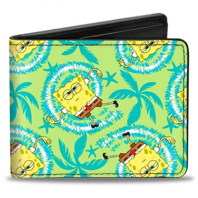 Adult SpongeBob SquarePants Wavy Noodle Arm Pose Tropical Tie Dye Bi-Fold Wallet