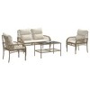 vidaXL Patio Sofa Set Beige PE rattan, powder-coated steel, tempered glass - 3 of 4