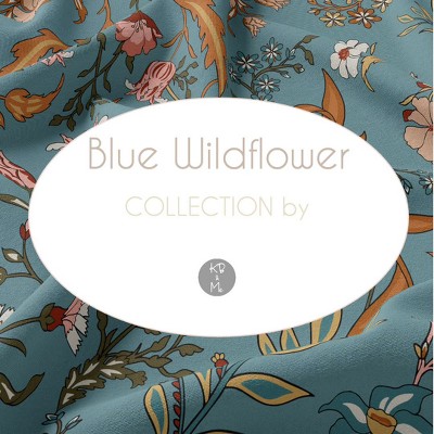 Boho Floral Blue and Orange Body Pillow Cover with Zipper