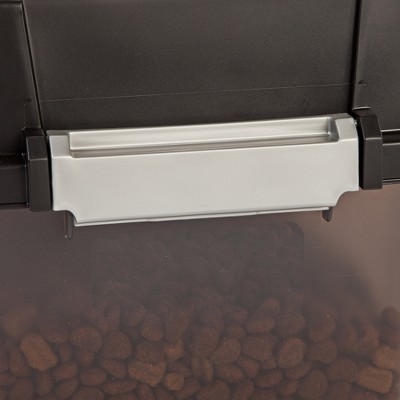 Black Elevated Dog Feeder with Airtight Storage and Stainless Steel Bowls