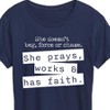 Women's - Instant Message - She Doesn't Beg, Force, or Chase; She Prays, Works, & has Faith Short Sleeve Graphic T-Shirt - 2 of 4