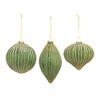Set of 6 Glass Ribbed Ornaments – Green and Gold – 4.5 Inch Christmas Tree Decor – By Melrose - 2 of 4