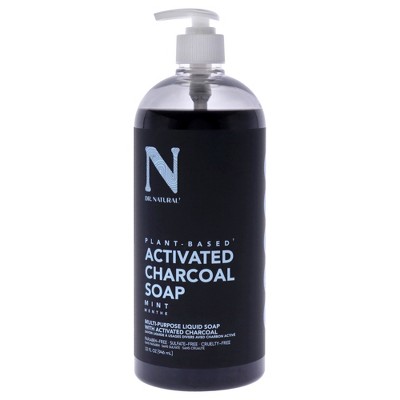 Dr. Natural Activated Charcoal Liquid Soap - Combat Acne and Blemishes - Deep Cleansing Body Wash - Gentle Body Soap for Clear Skin - Mint - 32 oz
