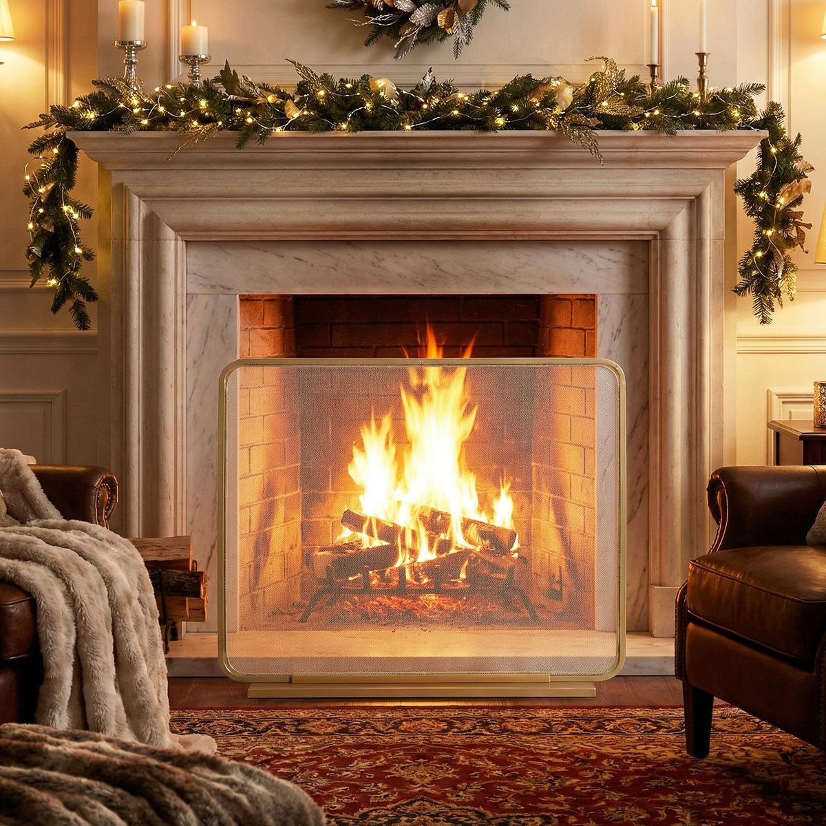 Christopher Knight Home Aiko Modern Metal Single Panel Fireplace Screen - thumbnail 9