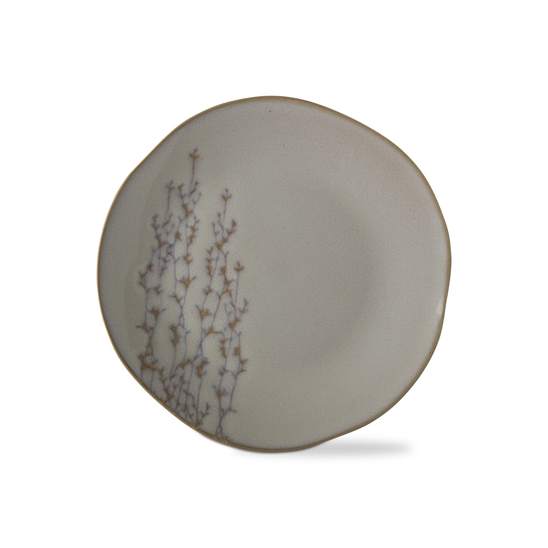 tagltd Sprig Ceramic Appetizer Plate Christmas Dining Dishware 7x7 inches Cream Color