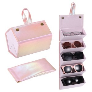 Unique Bargains Portable Leather Travel Sunglasses Eyewear Accessories Organizer - 1 of 4