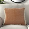 20" Orange And Tan Cotton Color Block Throw Pillow with Fringe - 2 of 4