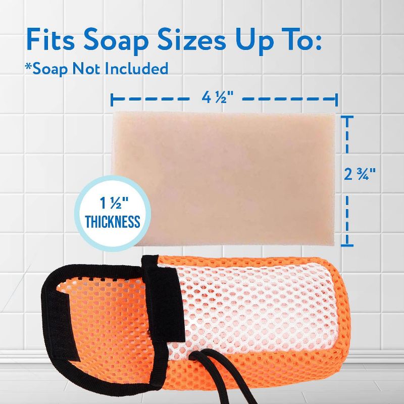IMPRESA 3 Pack Exfoliating Soap Saver Pouch for Bar Soap, Fits Duke Cannon, Dual-Sided Soap Scrubber Pouch, Exfoliating Soap Saver Bag, Soap Bag,, 3 of 8