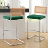Bekrvio Bar Stools Set of 2/3/4, 26”/30" Barstool with Rattan Back, Velvet-Upholstered & Chrome Frame,Mid Century Modern Kitchen Stool for Island - 3 of 4