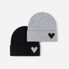 Anna-Kaci Women's Knit Beanie Hat with Embroidered Heart Detail and Folded Cuff - 3 of 4