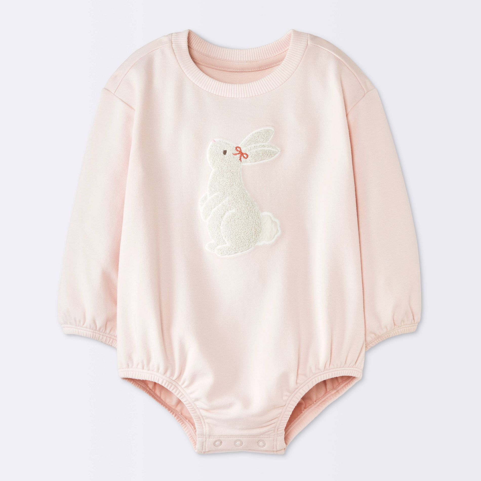 Baby Girls' Bunny Graphic Long-Sleeve Bubble Romper - Cloud Island™ Pink