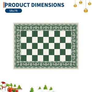 Christmas Plaid  Rug - Washable Non-Slip Reindeer Rug, Stain Resistant Foldable Floor Mat for Entryway, Porch, Bedroom, Multiple Sizes & Colors - 1 of 4