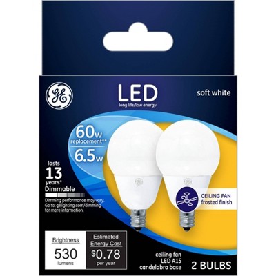 GE 2pk LED 60W A15 CAC Ceiling Fan Light Bulb White_1