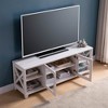 60" Wood Farmhouse TV Stand with Four Shelves and Transparent Center Cabinet for Living room or Entrywa - 2 of 4