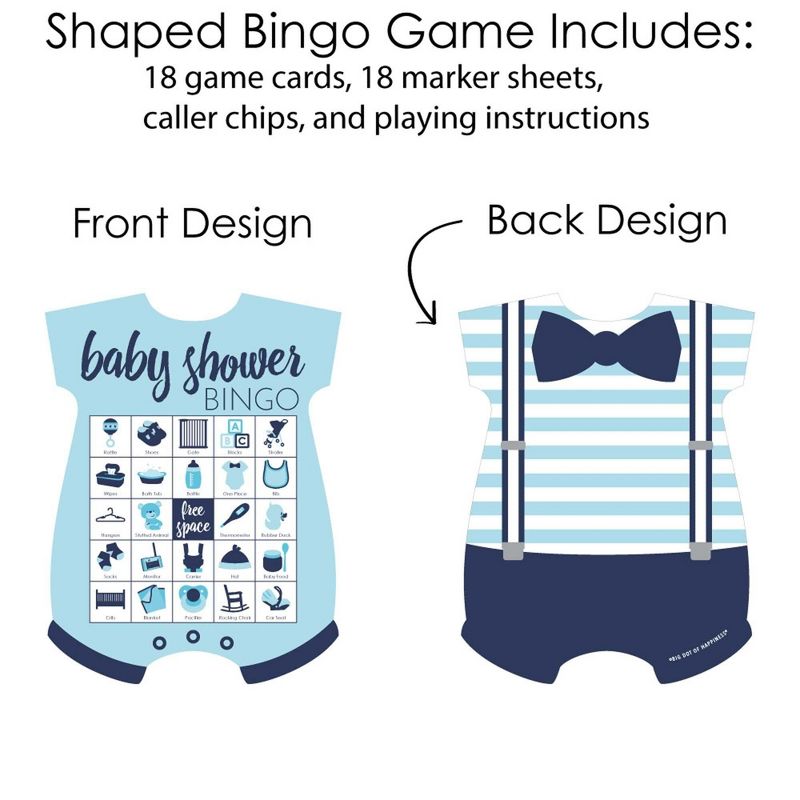 Big Dot of Happiness Baby Boy - Picture Bingo Cards and Markers - Blue Baby Shower Shaped Bingo Game - Set of 18, 3 of 6
