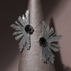 SOHI Women's Onyx Black Metallic Flora Drop Earrings - 2 of 4