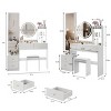 Vanity Set with Full Body Mirror Cabinet and Cushioned Stool,Makeup Desk with 3-color LED and Charging Ports–The Pop Home - 4 of 4