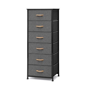 Pellebant Vertical Dresser for Bedroom 6 drawer Storage Tower Steel Frame Wood Top Easy Pull Non-woven Fabrics Drawer - 1 of 4