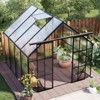 NicBex 8X8 FT Double Door Polycarbonate Greenhouse with Raised Base and Anchor Aluminum Heavy Duty Walk-in Greenhouses for Outdoor Backyard, Black - 2 of 4