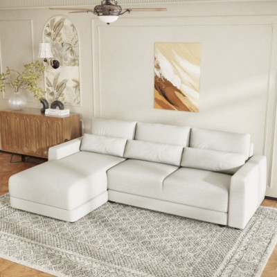 L-shaped Modular Sectional Sofa with Removable Back Cushions and 3 Pillows, Suitable for Living rooms, Offices, and Apartments