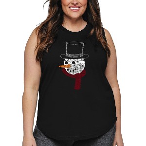 LA Pop Art Snowman Face - Women's Word Art Tank Top - 1 of 4