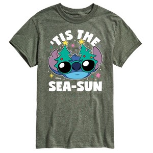 Men's - Lilo and Stitch - Tis the Sea-Sun Christmas Short Sleeve Graphic T-Shirt - 1 of 4
