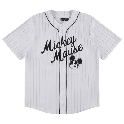 Mickey Mouse Men's Baseball Jersey - Mens Classic Mickey Mouse Mesh Button Down Baseball Jersey - Disney Mickey Mouse Fashion Shirt