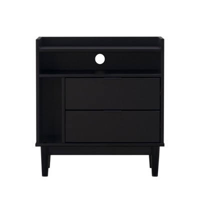 NicBex 16 inch Wide Nightstand with 2 Drawers,Side Table with Tray Top Design and Free Handles,Bedside Table for Bedroom,Living Room,Black/Caramel