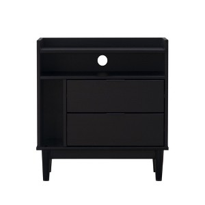NicBex 16 inch Wide Nightstand with 2 Drawers,Side Table with Tray Top Design and Free Handles,Bedside Table for Bedroom,Living Room,Black/Caramel - 1 of 4