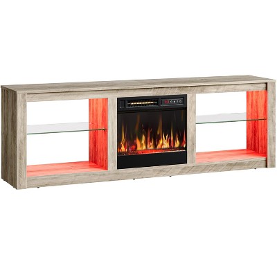 Bestier 63” Fireplace TV Stand for TVs up to 70", LED Gaming Entertainment Center TV Console with 18" Fireplace & Storage Shelves for Living Room