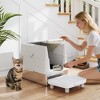 PawHut Stainless Steel Cat Litter Box with Lid, Extra Large Enclosed Metal Litter Box for Big Cats, Flip Cover, High-Sided Enclosure & Scoop - 3 of 4