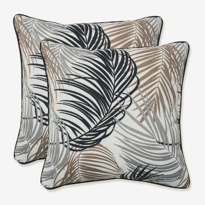 16.5" 2pk Setra Stone Throw Pillows Black - Pillow Perfect: Weather-Resistant, Indoor & Patio Use