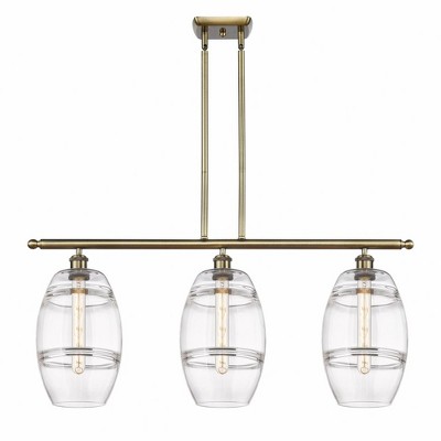 Vaz - 3 Light Stem Hung Island In Industrial Style-10.38 Inches Tall and 36 Inches Wide
