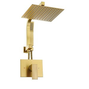 Itopfox Brushed Gold Shower System with Rain Shower Head and Handheld Spray Combo, Shower Faucet Set Including Valve Kit for Modern Bathroom - 1 of 4