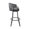 30" Swivel Slate Gray Faux Leather and Black Metal Bar Stool - 2 of 4