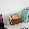 Fabulaxe Gold-Tone Metal Magazine Rack with Brown Faux Leather Sling Freestanding Organizer for Magazines Newspapers & Files - 3 of 4