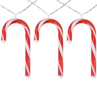 Northlight 7 B/O LED Warm White Candy Cane Christmas Lights - 3' Clear Wire