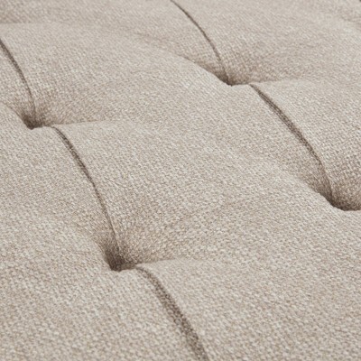 Taupe Tufted Square Cocktail Ottoman with Bronze Nailhead Trim