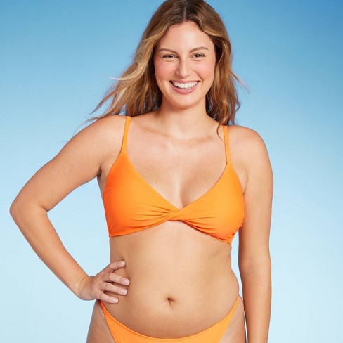 Women's Twist-front Bralette Bikini Top - Wild Fable™ Orange L