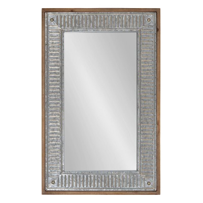 Rustic Brown Wood and Metal Full-Length Rectangular Mirror