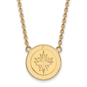 Black Bow Jewelry 14k Yellow Gold Plated Sterling Silver Winnipeg Jets NHL Necklace 18 Inch - 1 of 4