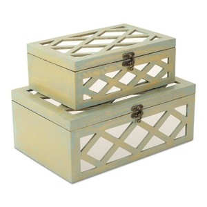 Cheung's Ebba Mirrored Brushed Gold Boxes - 1 of 4