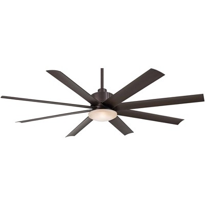 65" Minka Aire Rustic Outdoor Ceiling Fan with LED Light Remote Control Oil Rubbed Bronze Tinted Opal Glass Wet Rated for Patio