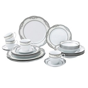 Lorren Home Trends Porcelain Wavy Edge Dinnerware Set, 24 Piece Service for 4 by Lorren Home Trends: Victoria Design - 1 of 4