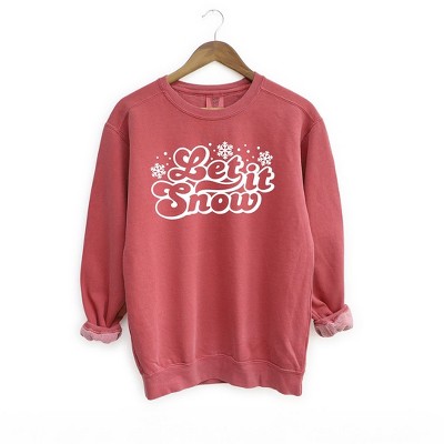 Simply Sage Market Women's  Garment Dyed Graphic Sweatshirt Retro Let It Snow