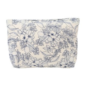 Unique Bargains Women Portable Floral Clutch Makeup Bag Deep Blue 1 Pc - 1 of 3