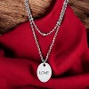 Slickblue Double Chain FAITH/LOVE Pendant Necklace, 16" Stainless Steel with Cable and Saturn Chain, 3 Color Option - 2 of 2